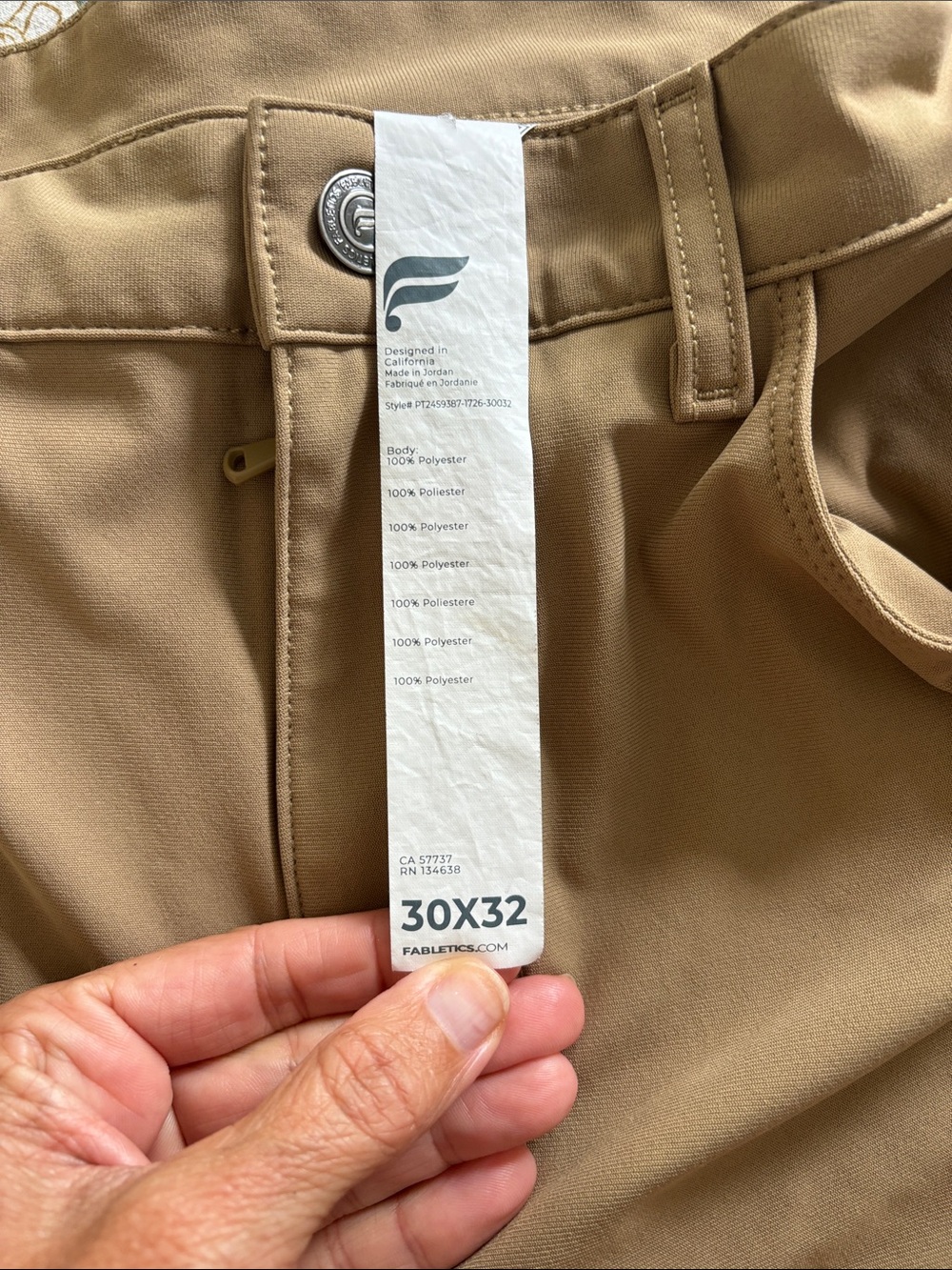 Fabletics The Don 5-pocket tech chino pant, tan - Picture 4 of 4
